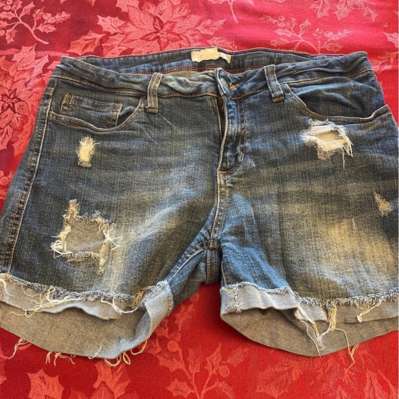 21 Denim Blue Distressed Cut Off Jean Shorts - Picture 1 of 6